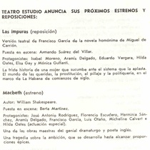 Program for the theatrical production, La vieja dama muestra sus medallas