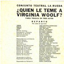 Program for the production, "¿Quién le teme a Virginia Woolf?"