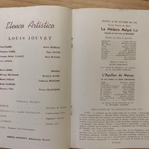 Program for the theatrical production, Le Médecin Malgré Lui and L'Apollon de Marsac