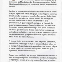 Program for the theatrical production, El tiempo de las mandarinas