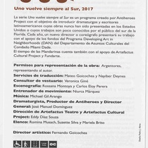 Program for the theatrical production, El tiempo de las mandarinas (large)