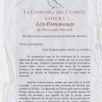 Program for the production "Los emigrados"