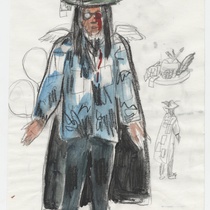 Costume sketch for the character "Poeta" (Poet) for the production, "Los fantasmas de Tulemón"