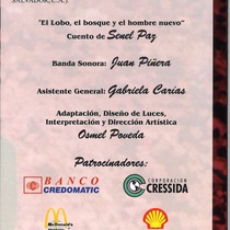 Program for the theatrical production, La catedral del helado