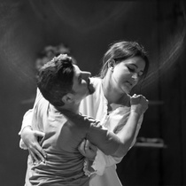 Photographs of rehearsal for the theatrical production, Un mundo de cristal