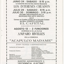 Program for the production, "La casta Susana" (Chaste Susana)