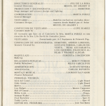 Program for the theatrical production, La verbena de la paloma"