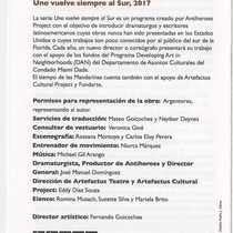 Program for the theatrical production, El tiempo de las mandarinas