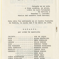 Program for the production, "Los claveles" (The carnations)