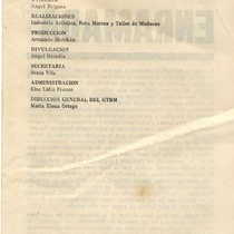 Program for the theatrical production, La querida de enramada