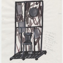 Sketch of a panel for the set of the production, "Los Fantasmas de Tulemón"