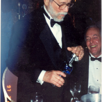 Abelardo Estorino and Ricardo Barber toasting in New York