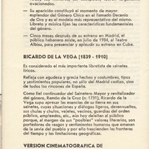 Program for the theatrical production, "El boticario"