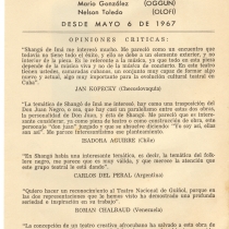 Program for the theatrical production, Shangó de Ima