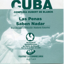 Flyer for the theatrical production, Las penas saben nadar