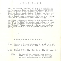 Program for the production, "La ventisca" (New York, 1978)