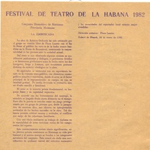 Program for the festival, Festival de Teatro de La Habana 1982