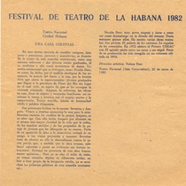 Program for the festival, Festival de Teatro de La Habana 1982