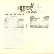 Program for the theatrical production, Contigo pan y cebolla