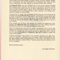 Program for the theatrical production, La Caperucita Roja