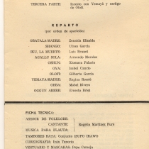 Program for the theatrical production, Shangó de Ima