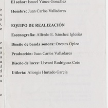 Program for the production "Arcoiris"