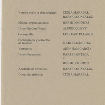 Program for the production, "Bartolo tenía una falta (Teatro Musical de La Habana)