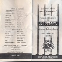 Program for the theatrical production, Remolino en las aguas