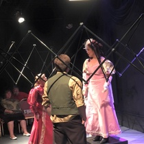 Photographs of the theatrical production, La profesión de la Sra. Warren (Miami, 2015)