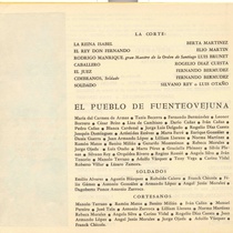 Program for the theatrical production, "Fuenteovejuna"