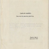 Program for the production, "Carlos Gardel" (Teatro Popular Latinoamericano)