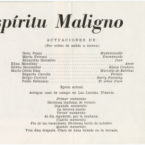 Program for the production, "Espíritu maligno"