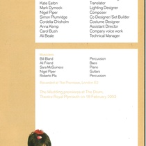 Program for the theatrical production, The Wedding