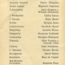 Program for the theatrical production, Habla bajo, si no yo grito