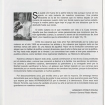 Program for the production, "Manolo Torrente: siempre cubano"