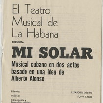 Program for the production, "Mi Solar" (Teatro Musical de La Habana)