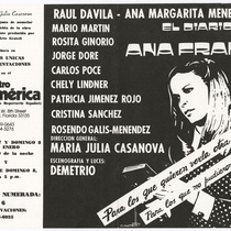 Poster for the production, "El diario de Ana Frank"