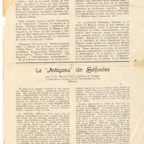 Program for the theatrical production, Antígona (La Habana, 1941)