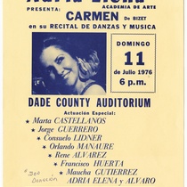 Playbill for the production, "Carmen, de Bizet"