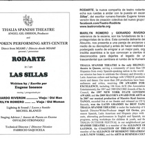 Program of the theatrical production, Las sillas