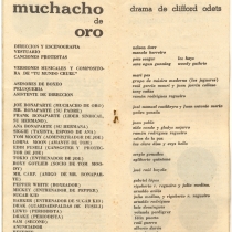 Program for the production, "Muchacho de oro"