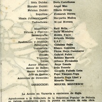 Program for the theatrical production, La moral de la Sra. Dulska