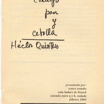 Program for the theatrical production, Contigo pan y cebolla