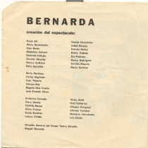 Program for the theatrical production, Bernarda