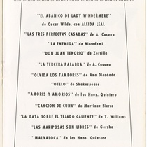 Program for the production, "La dama de las camelias"