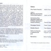 Program for the production, Vida y muerte de Pier Paolo Pasolini