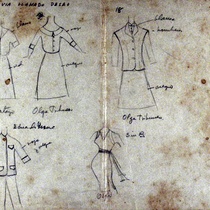 Costume design drawings for the theatrical production, Un tranvía llamado deseo