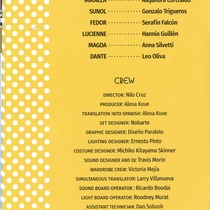 Program for the theatrical production, Hotel Desiderium