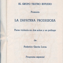 Program for the theatrical production, La zapatera prodigiosa