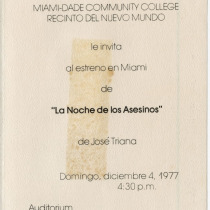 Invitation for the production, "La noche de los asesinos"